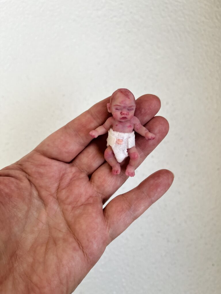 Tiny silicone baby doll girl 2 inch for dollhouse